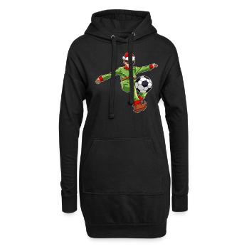 Weihnachtsmann Fußballspieler Elf - Hoodie-Kleid - Schwarz - Vorne
