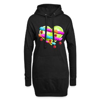 Cœur vert avec guirlande et boules d’arbre de Noël - Sweat-shirt à capuche long Femme - noir - Devant