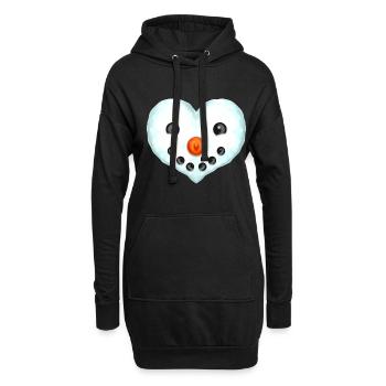 Visage de bonhomme de neige en forme de cœur pour Noël - Sweat-shirt à capuche long Femme - noir - Devant
