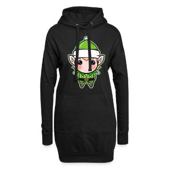 Xmas Christmas Tree Ball Globe Kawaii Elf - Hoodie-Kleid - Schwarz - Vorne