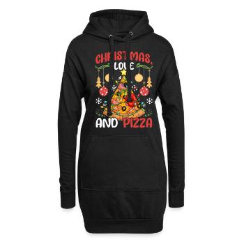 Pizza Junk Food lustiger Spruch Weihnachten, Liebe - Hoodie-Kleid - Schwarz - Vorne