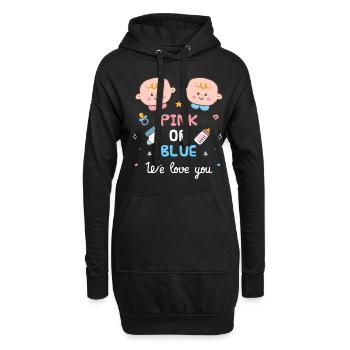 Rose ou bleu nous t’aimons - Sweat-shirt à capuche long Femme - noir - Devant