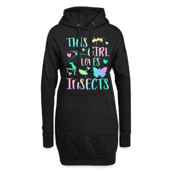 Cette fille aime les insectes - Sweat-shirt à capuche long Femme - noir - Devant