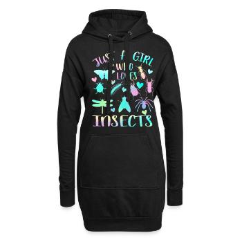 Juste une fille qui aime les insectes - Sweat-shirt à capuche long Femme - noir - Devant