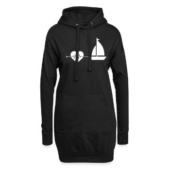 Segeln Herzschlag - Hoodie-Kleid - Schwarz - Vorne