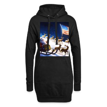Père Noël américain avec - Sweat-shirt à capuche long Femme - noir - Devant