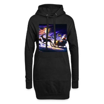 Père Noël américain avec - Sweat-shirt à capuche long Femme - noir - Devant