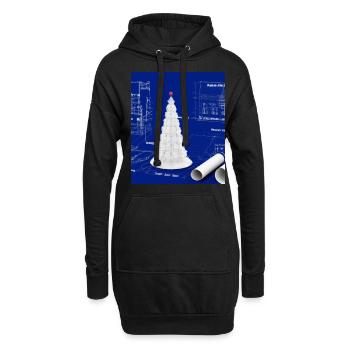 Weihnachten Weihnachtsbaum Schematic Blaupause - Hoodie-Kleid - Schwarz - Vorne