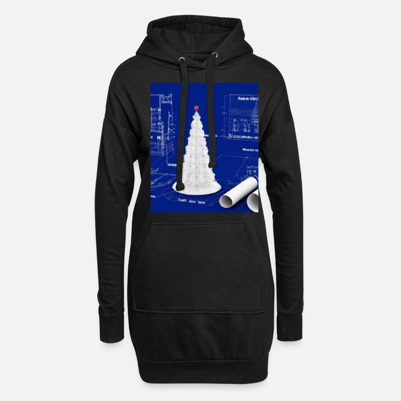 Weihnachten Weihnachtsbaum Schematic Blaupause - Hoodie-Kleid - Schwarz