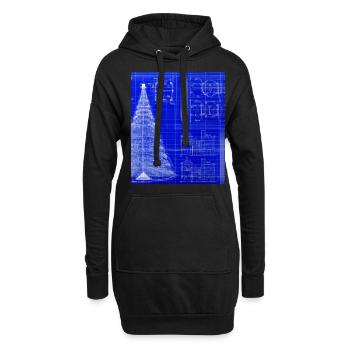 Weihnachten Weihnachtsbaum Schematic Blaupause - Hoodie-Kleid - Schwarz - Vorne