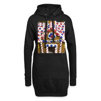 Amerikanisches Weihnachten Lebkuchenhaus Mit US - Hoodie-Kleid - Schwarz - Vorne