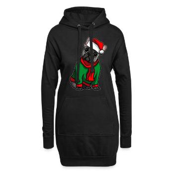 Bulldog avec chapeau de Noël costume de Noël - Sweat-shirt à capuche long Femme - noir - Devant