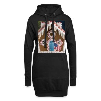 Amerikanisches Weihnachten Lebkuchenhaus Mit US - Hoodie-Kleid - Schwarz - Vorne