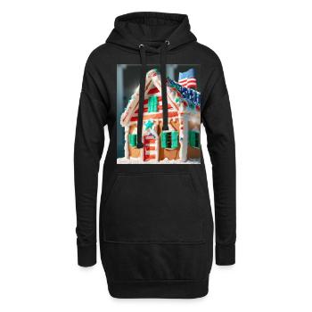 Amerikanisches Weihnachten Lebkuchenhaus Mit US - Hoodie-Kleid - Schwarz - Vorne
