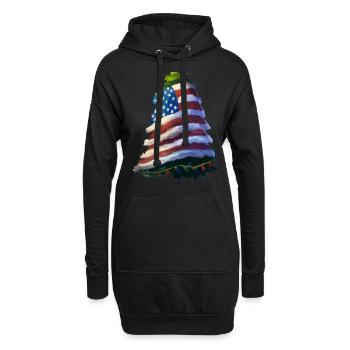 Arbre de Noël américain avec US - Sweat-shirt à capuche long Femme - noir - Devant