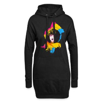 Afro Girl Pansexuelle Flagge Schwarze Geschichte M - Hoodie-Kleid - Schwarz - Vorne