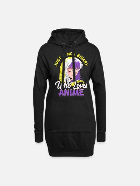 Nicht-binäres Anime-Mädchen Nur ein nicht-binäres, - Hoodie-Kleid - Schwarz