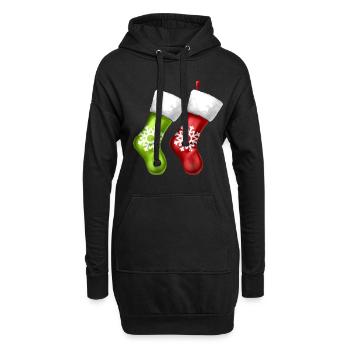 Chaussettes sur les bas de cheminée sur la cheminée de Noël - Sweat-shirt à capuche long Femme - noir - Devant