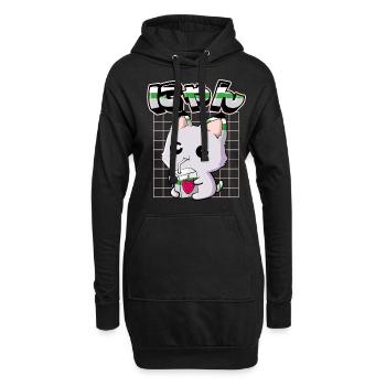 Demiromantischer Stolz Kawaii Katze Erdbeermilch - Hoodie-Kleid - Schwarz - Vorne