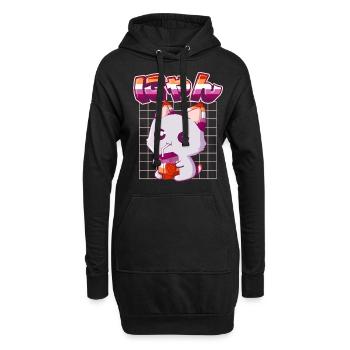 Lesbian Pride Gay Kawaii Cat Fraise - Sweat-shirt à capuche long Femme - noir - Devant