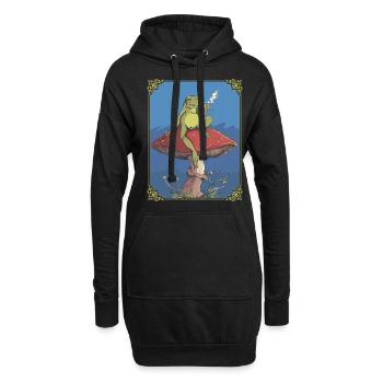 Cottagecore Ästhetischer Frosch-Pilz-Tee Goblincor - Hoodie-Kleid - Schwarz - Vorne