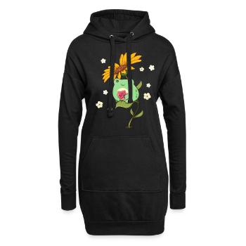 Bloomcore Esthétique Kawaii Grenouille Rose Tournesol - Sweat-shirt à capuche long Femme - noir - Devant