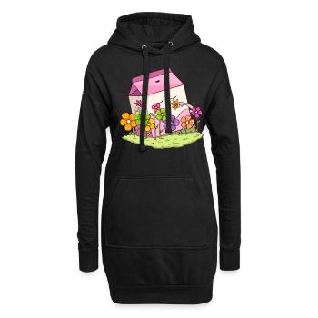 Bloomcore Esthétique Kawaii Lait de fraise Cottagecor - Sweat-shirt à capuche long Femme - noir - Devant