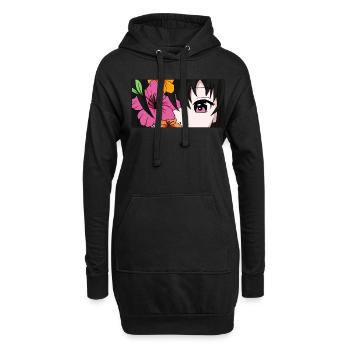 Bloomcore Esthétique Anime Fille Yeux Flower Co - Sweat-shirt à capuche long Femme - noir - Devant