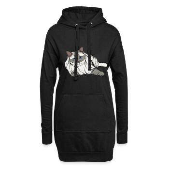 Dame aux chats - Sweat-shirt à capuche long Femme - noir - Devant
