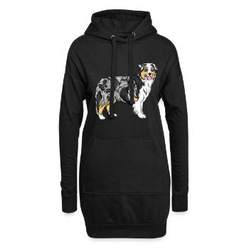 Border collie - Hoodie Dress - black - Front