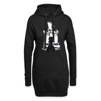 Tour d’échecs et pion - Sweat-shirt à capuche long Femme - noir - Devant