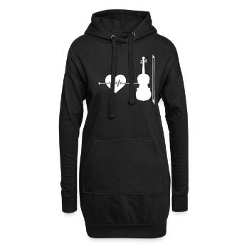 Geige Herzschlag - Hoodie-Kleid - Schwarz - Vorne