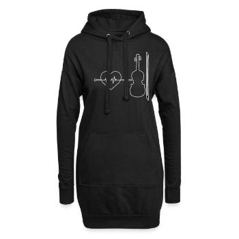 Violon Violon Battement de cœur - Sweat-shirt à capuche long Femme - noir - Devant