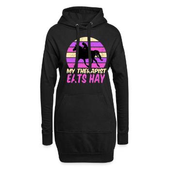 Pferd Reiten My Therapist Eats Hay - Hoodie-Kleid - Schwarz - Vorne