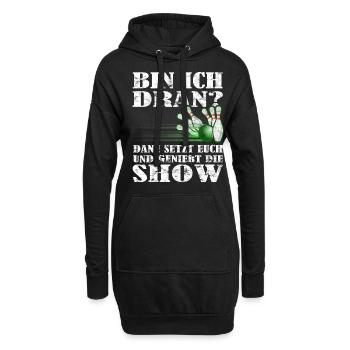 "Bin ich dran?" Kegelspieler Kegler - Hoodie-Kleid - Schwarz - Vorne