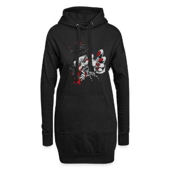 Gruselige Hexen Dämonen Zeichen Motiv - Hoodie-Kleid - Schwarz - Vorne
