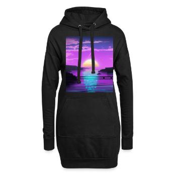Vaporwave Sun Synthwave Sunset - Sweat-shirt à capuche long Femme - noir - Devant