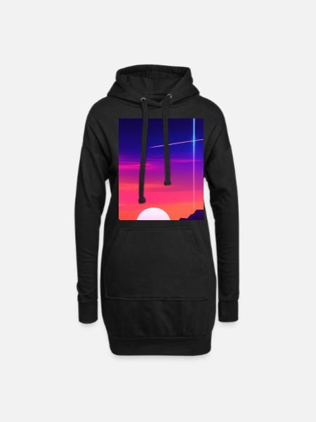 Vaporwave Sun Synthwave Sunset - Hoodie-Kleid - Schwarz