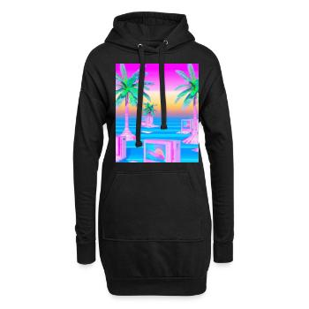 Synthwave Sun Hawaii Vaporwave Esthétique - Sweat-shirt à capuche long Femme - noir - Devant
