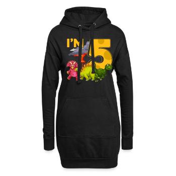 5 Dinos d’anniversaire - Sweat-shirt à capuche long Femme - noir - Devant
