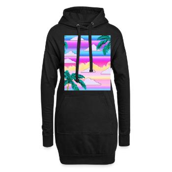 Synthwave Sun Hawaii Vaporwave Esthétique - Sweat-shirt à capuche long Femme - noir - Devant