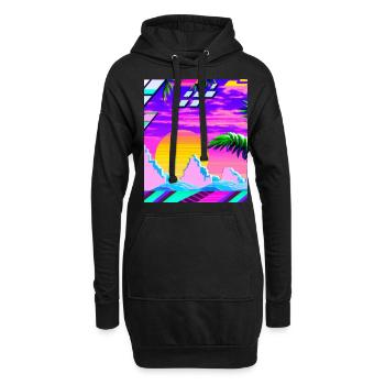 Synthwave Sun Hawaii Vaporwave Esthétique - Sweat-shirt à capuche long Femme - noir - Devant