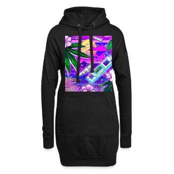 Synthwave Sun Hawaii Vaporwave Esthétique - Sweat-shirt à capuche long Femme - noir - Devant