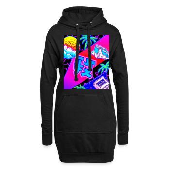 Synthwave Sun Hawaii Vaporwave Esthétique - Sweat-shirt à capuche long Femme - noir - Devant
