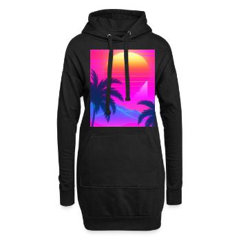 Synthwave Sun Hawaii Vaporwave Esthétique - Sweat-shirt à capuche long Femme - noir - Devant