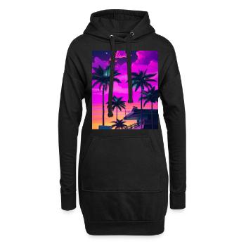 Synthwave Sun Hawaii Vaporwave Esthétique - Sweat-shirt à capuche long Femme - noir - Devant