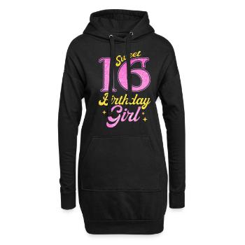 16. Geburtstag Mädchen - Hoodie-Kleid - Schwarz - Vorne