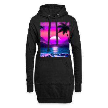 Synthwave Sun Hawaii Vaporwave Esthétique - Sweat-shirt à capuche long Femme - noir - Devant