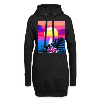 Synthwave Sun Hawaii Vaporwave Esthétique - Sweat-shirt à capuche long Femme - noir - Devant