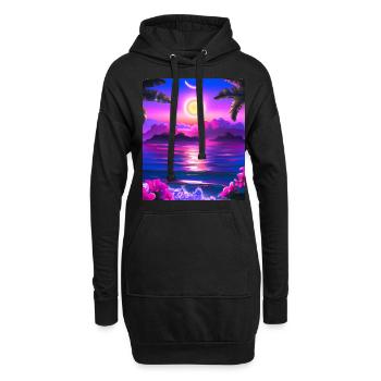 Synthwave Sun Hawaii Vaporwave Esthétique - Sweat-shirt à capuche long Femme - noir - Devant